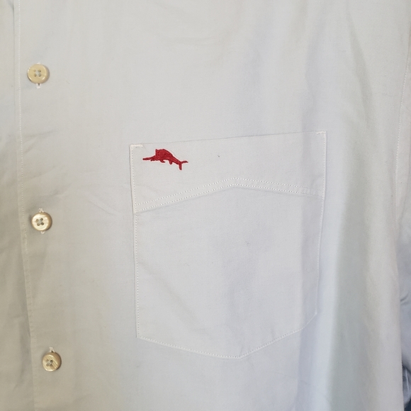 SOLD Tommy Bahama Mens Shirt Large Blue Long Slv Button Front Cotton Silk NEW - Picture 6 of 9